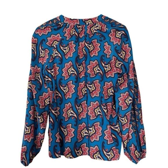 Boden border print raglan top blue, paisley amaryllis size 6 small - Picture 2 of 11